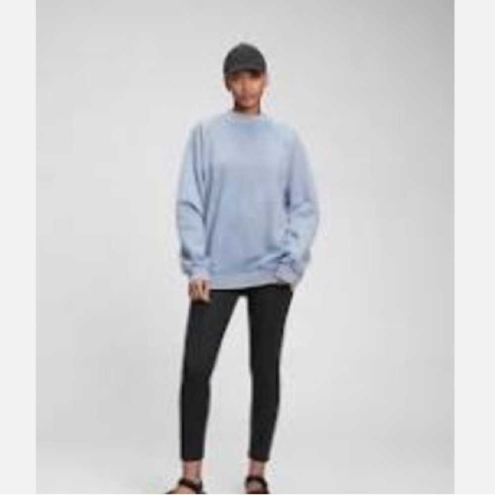 Powder blue mock neck oversized sweatshirt